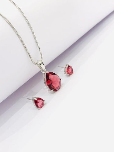 Red Drop Pendant Set